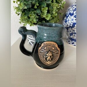 Renaissance Festival Large Mug 2008 Pottery with raised Lion Head Multicolor